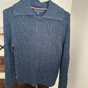 NWT Tommy Hilfiger Womens Speckled Navy Turtleneck Sweater SZ Large